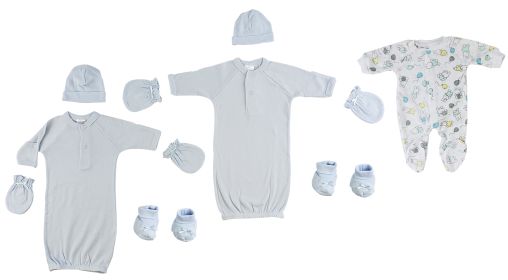Preemie Boys Gowns, Sleep-n-Play, Caps, Mittens and Booties - 8 pc Set