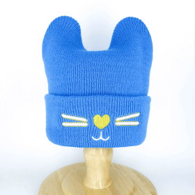Blue Baby Cute Embroidered Cat Ear Hat