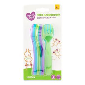 10-Count Baby Feeding Fork & Spoon Set â€“ Multicolor, BPA-Free, Dishwasher & Microwave Safe, 9+ Months