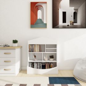 Children's Multi-Functional 7 Shelf Bookcase, Storage Display, Rack, Organizer, White,14.37" D x 31.50" W x39.37" H
