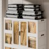 Portable Wardrobe Closet Storage Organizer for Clothes,Clothes Dresser,12 Magnetic Doors-12 Cubes & 2 Hanging Rod,Baby Wardrobe Storage Cabinet,White