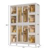 Portable Wardrobe Closet Storage Organizer for Clothes,Clothes Dresser,12 Magnetic Doors-12 Cubes & 2 Hanging Rod,Baby Wardrobe Storage Cabinet,White