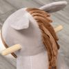 Kids Rocking Chair, Plush Ride On Rocking Horse Donkey with Sound, Wood Base Seat, Safety Belt, Baby Toddler Rocker Toy for 18 - 36 Months, Gray