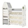 Kids Toy Storage Organizer with 14 Bins, Multi-functional Nursery Organizer Kids Furniture Set Toy Storage Cabinet Unit with HDPE Shelf and Bins for P