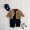 Baby Solid Color Single Breasted Design Corduroy Fabric Coat With Pockets