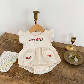Baby 1pcs Flower Graphic Sleeveless Princess Onesies Outfits (Color: Apricot, Size/Age: 90 (12-24M))