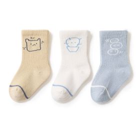 Baby Cute Print Pattern Mid-Tube Cotton Socks In Spring Autumn (Color: White, Size/Age: M (1-3Y))