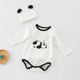 Baby 1pcs Cartoon Graphic Soft Cotton Long Sleeves Bodysuit With Hats (Color: White, Size/Age: 66 (3-6M))