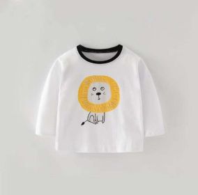 Baby Boy 1pcs Cartton Graphic Long Sleeved Pullover O-Neck Shirt (Color: White, Size/Age: 90 (12-24M))