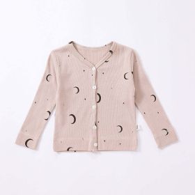 Baby Boy And Girl Print Pattern Western Style Quality Cardigan (Color: Apricot, Size/Age: 90 (12-24M))