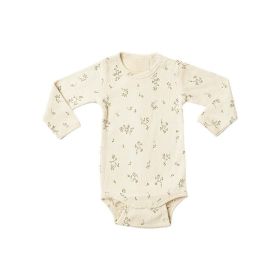 Baby Cartoon & Floral Pattern Long Sleeve Onesies With Pants Sets (Color: White, Size/Age: 73 (6-9M))