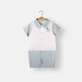 Baby Animal Print Single Breasted Design Color Matching Onesies (Color: Blue, Size/Age: 73 (6-9M))