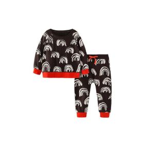 Baby Boy All Over Rainbow Graphic Hoodies Combo Trousers 1 Piece Sets Outfits (Color: Coffee, Size/Age: 140 (8-10Y))