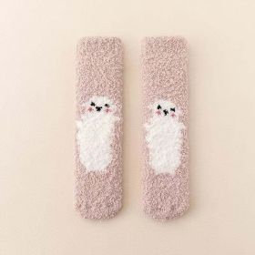 Baby Cartoon Animal Print Pattern Thickened Long-Tube Non-Slip Socks (Color: Pink, Size/Age: Average Size (0-6Y))
