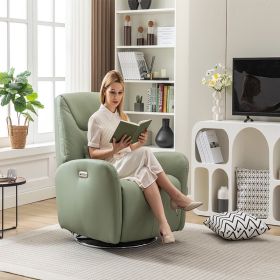 Power Recliner Chair, Swivel Glider Recliner Rocking Chair, Nursery Chair with Voice Control Atmosphere Lamp Bluetooth Music Player and USB Ports for (Color: Green)