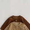 Baby Solid Color Single Breasted Design Corduroy Fabric Coat With Pockets