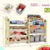 Kids Bookshelf Toy Storage Organizer with 17 Bins and 5 Bookshelves, Multi-functional Nursery Organizer Kids Furniture Set Toy Storage Cabinet Unit wi