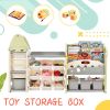 Kids Bookshelf Toy Storage Organizer with 17 Bins and 5 Bookshelves, Multi-functional Nursery Organizer Kids Furniture Set Toy Storage Cabinet Unit wi