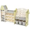 Kids Bookshelf Toy Storage Organizer with 17 Bins and 5 Bookshelves, Multi-functional Nursery Organizer Kids Furniture Set Toy Storage Cabinet Unit wi