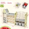 Kids Bookshelf Toy Storage Organizer with 17 Bins and 5 Bookshelves, Multi-functional Nursery Organizer Kids Furniture Set Toy Storage Cabinet Unit wi