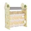 Kids Bookshelf Toy Storage Organizer with 17 Bins and 5 Bookshelves, Multi-functional Nursery Organizer Kids Furniture Set Toy Storage Cabinet Unit wi