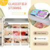 Kids Bookshelf Toy Storage Organizer with 17 Bins and 5 Bookshelves, Multi-functional Nursery Organizer Kids Furniture Set Toy Storage Cabinet Unit wi