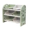 Kids Toy Storage Organizer with 6 Bins, Multi-functional Nursery Organizer Kids Furniture Set Toy Storage Cabinet Unit with HDPE Shelf and Bins for Pl