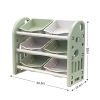 Kids Toy Storage Organizer with 6 Bins, Multi-functional Nursery Organizer Kids Furniture Set Toy Storage Cabinet Unit with HDPE Shelf and Bins for Pl