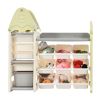 Kids Bookshelf Toy Storage Organizer with 17 Bins and 5 Bookshelves, Multi-functional Nursery Organizer Kids Furniture Set Toy Storage Cabinet Unit wi